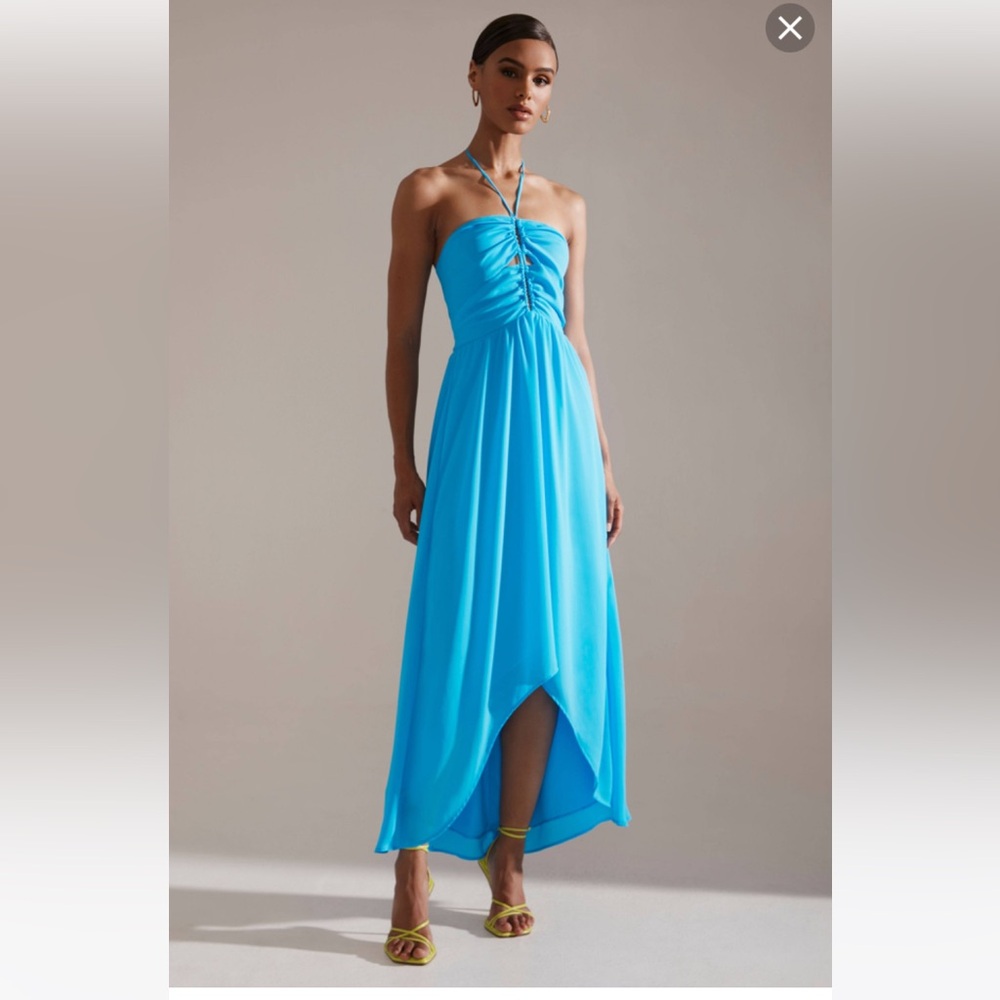 Ruched Keyhole halter dress Revolve Krisa